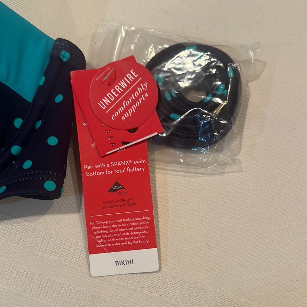 SPANX Polka Dot Underwire Bikini Top - Blue - Picture 2 of 4